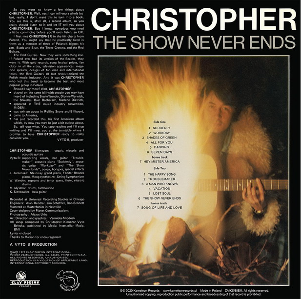 KRZYSZTOF KLENCZON „The Show Never Ends” | LP